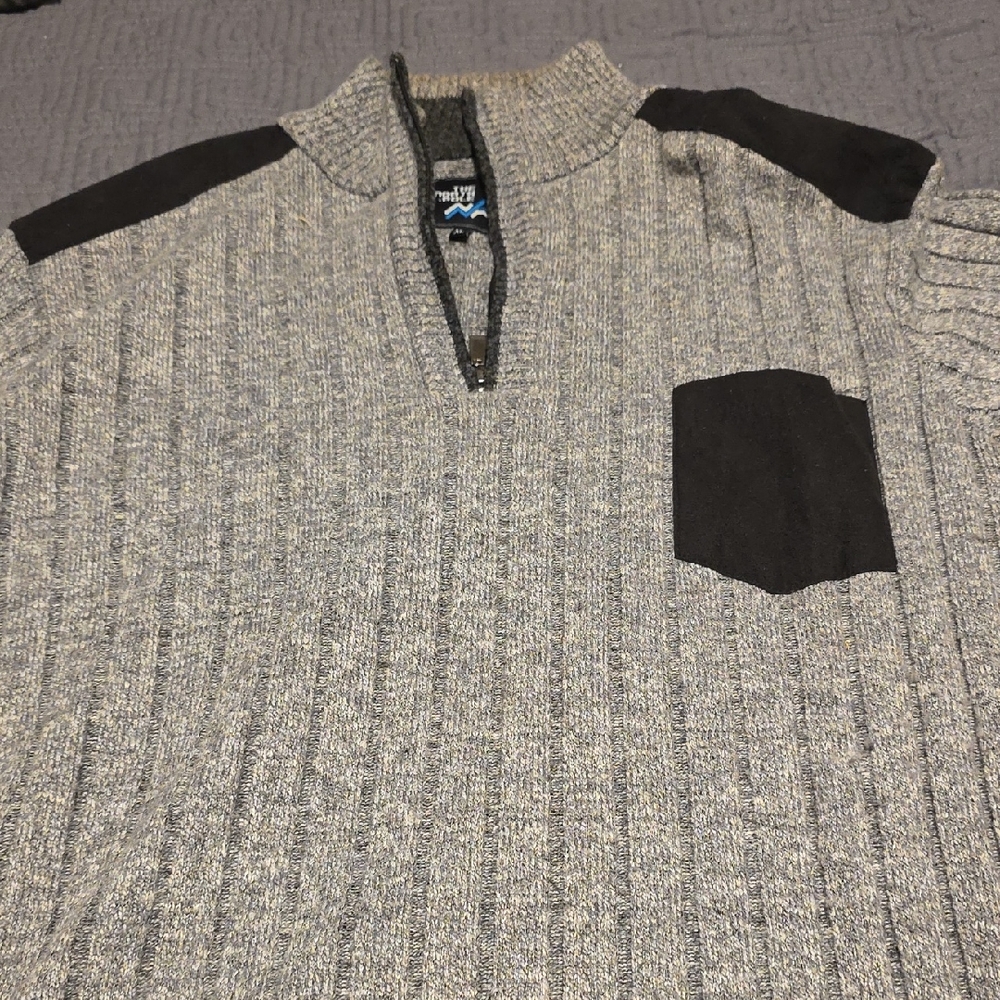 Gray Sweater with Black Accents
